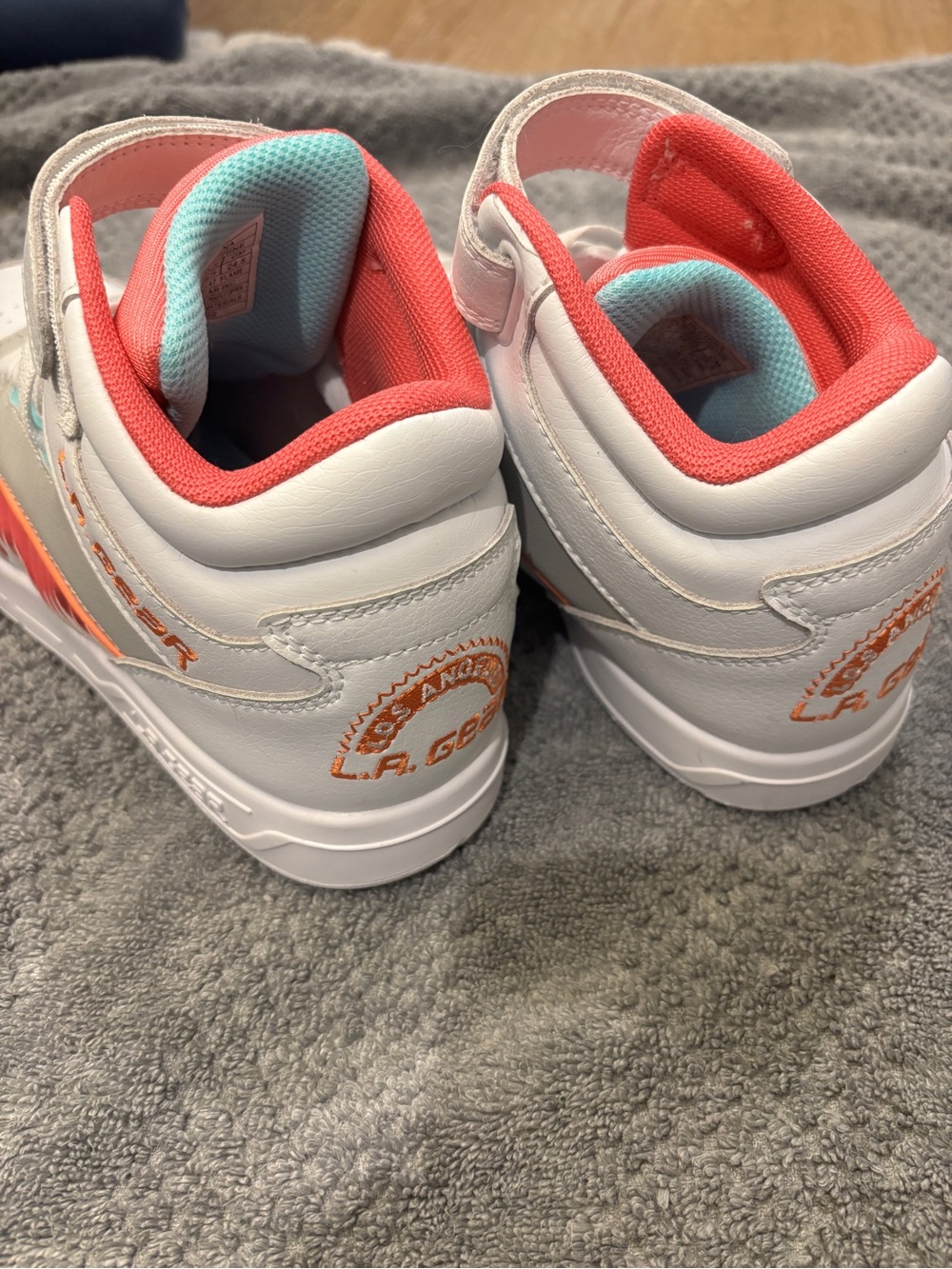 High-Top Athletic Sneakers in White, Pink & Aqua - Picture 3 of 5